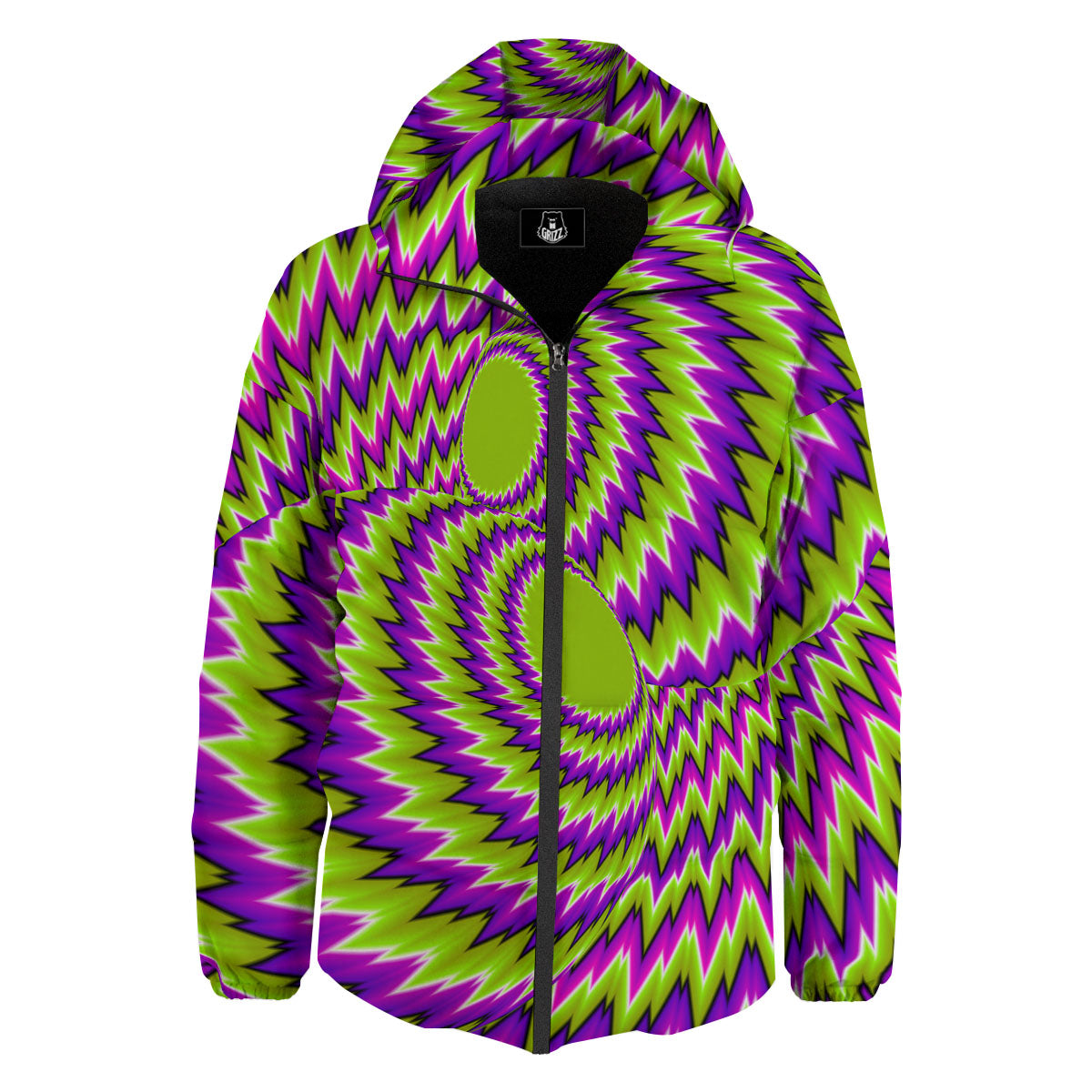 Moving Optical Illusion Green Vortex Down Jacket-grizzshop