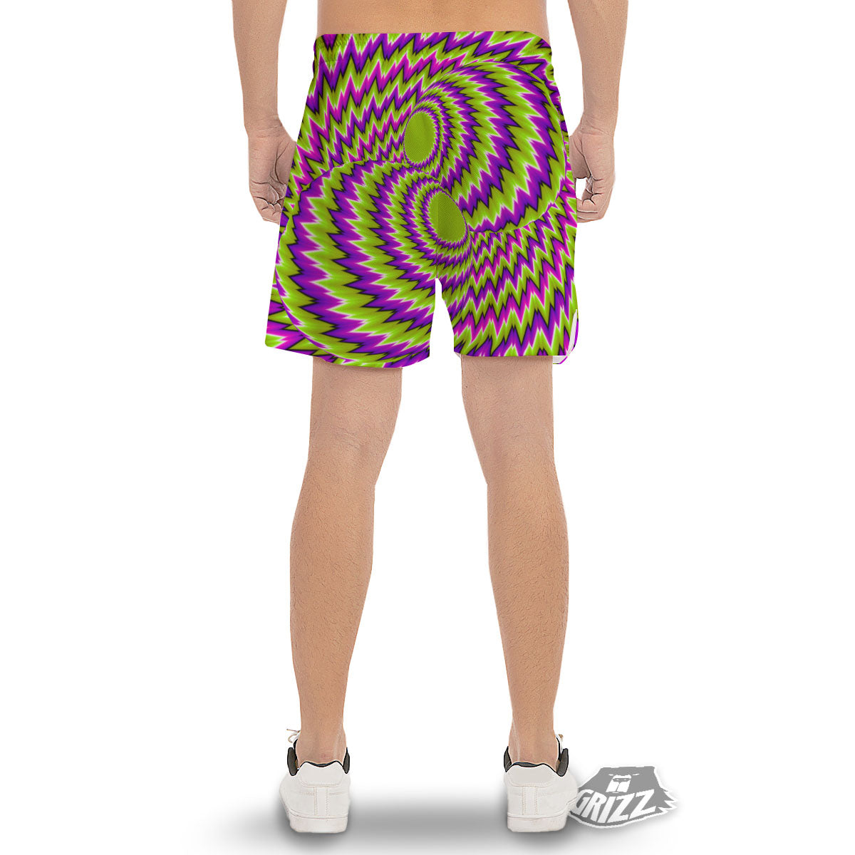 Moving Optical Illusion Green Vortex Men's Gym Shorts-grizzshop