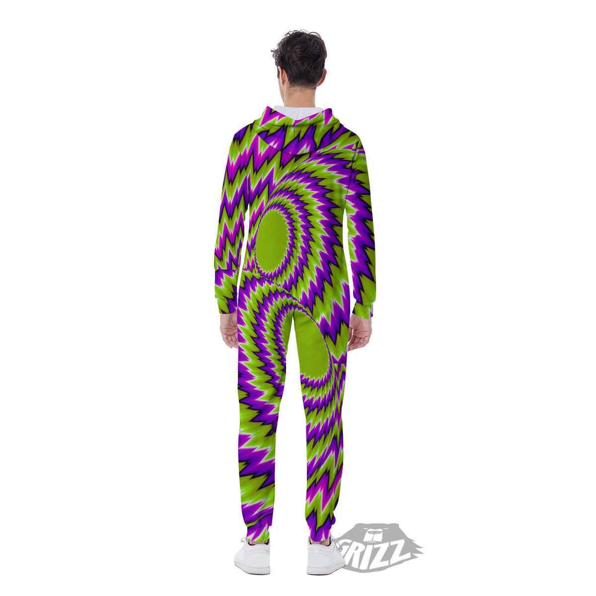 Moving Optical Illusion Green Vortex Men's Jumpsuit-grizzshop