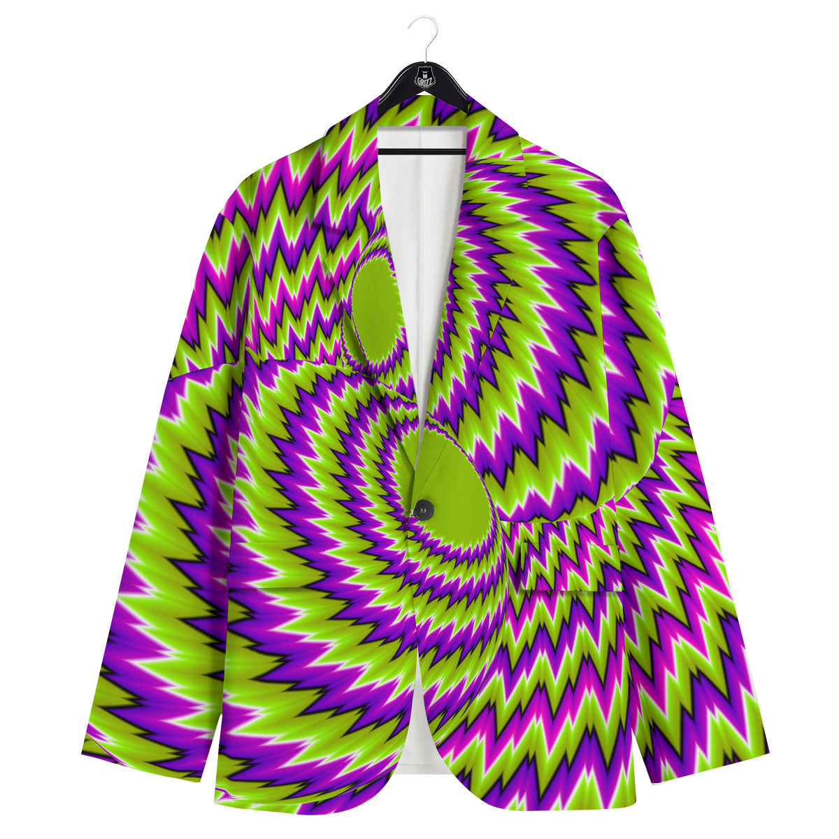 Moving Optical Illusion Green Vortex Men's Sport Coat-grizzshop