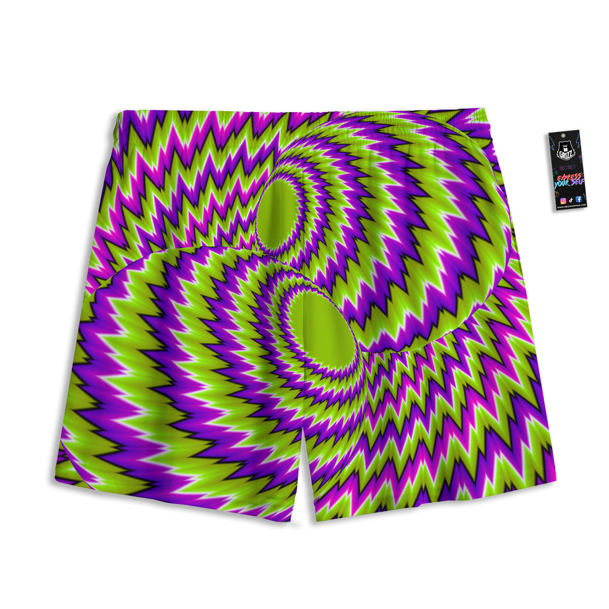 Moving Optical Illusion Green Vortex Mesh Shorts