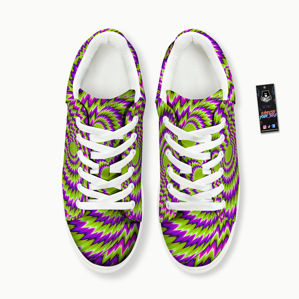 Moving Optical Illusion Green Vortex Platform Shoes-grizzshop