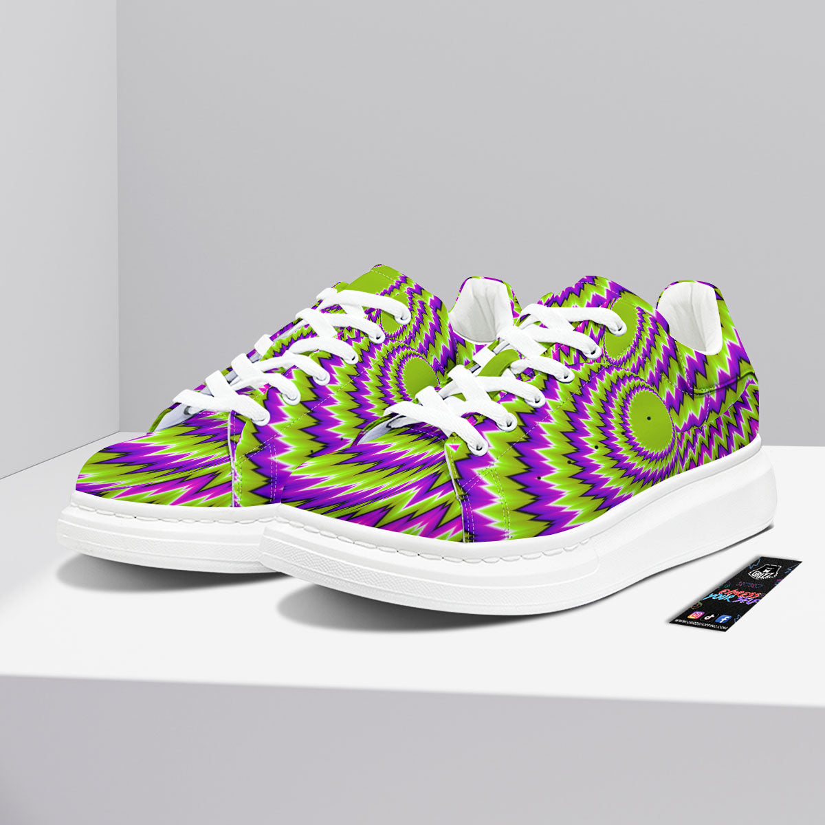 Moving Optical Illusion Green Vortex Platform Shoes-grizzshop