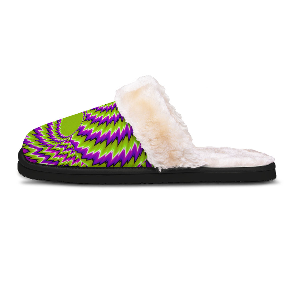 Moving Optical Illusion Green Vortex Slippers-grizzshop