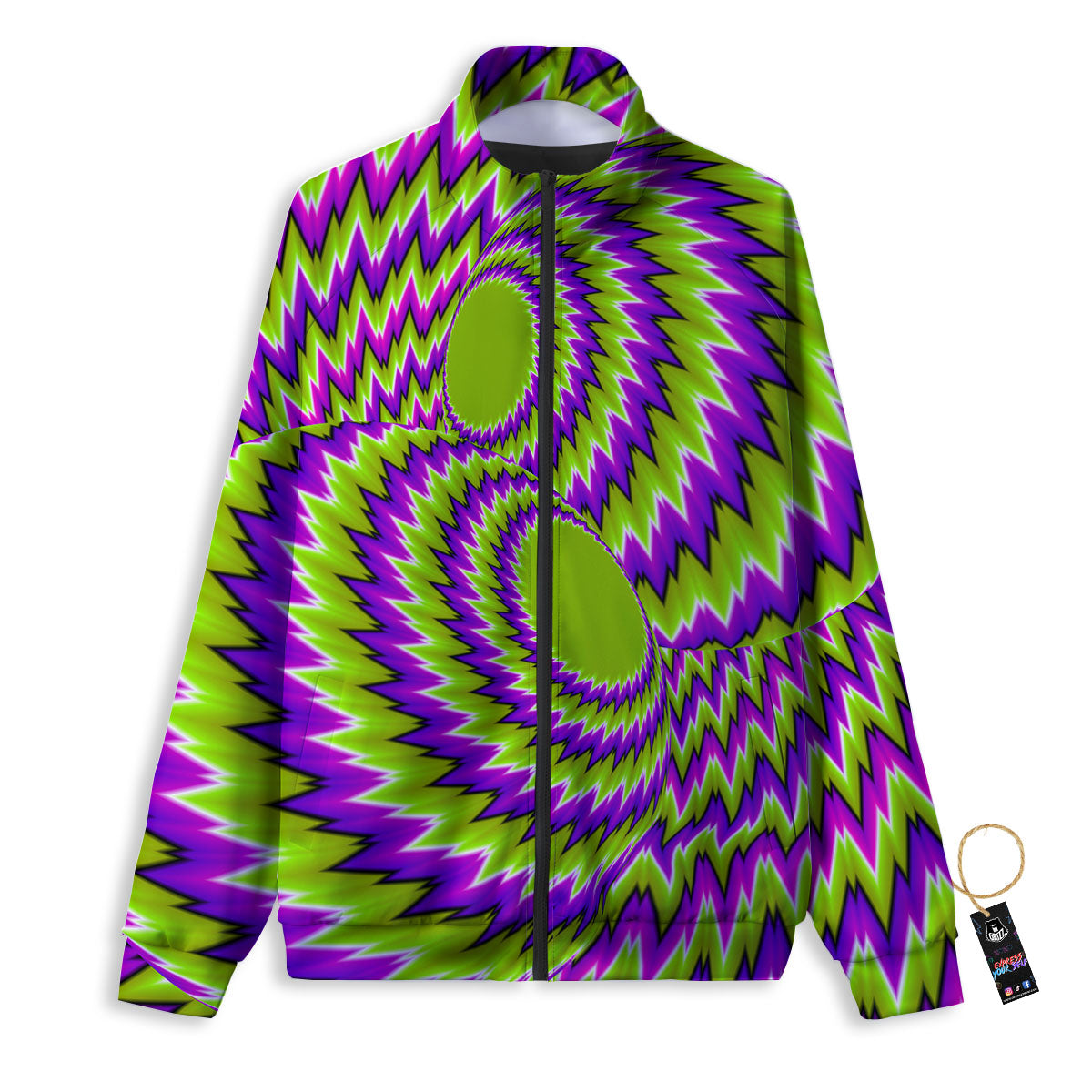 Moving Optical Illusion Green Vortex Track Jacket-grizzshop