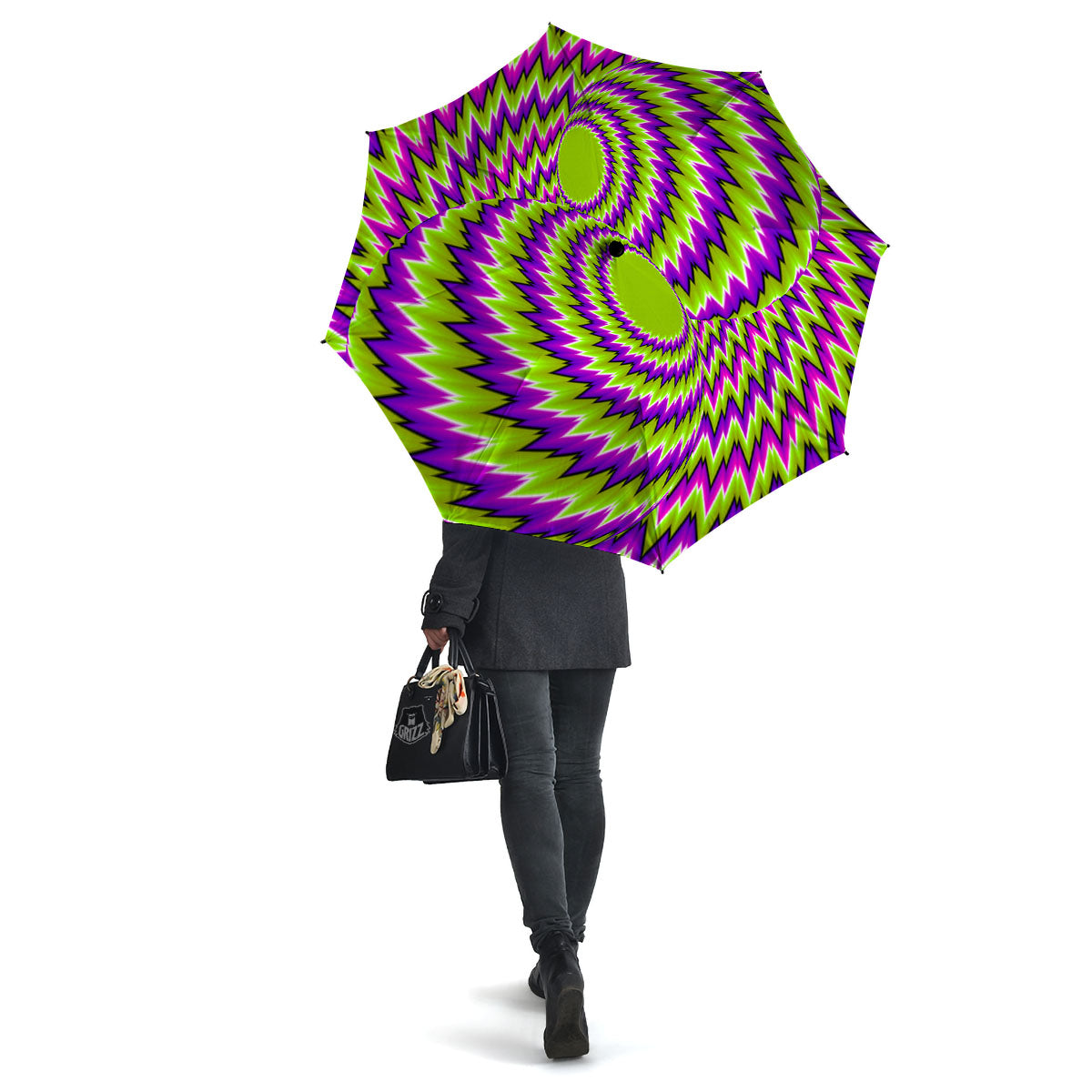 Moving Optical Illusion Green Vortex Umbrella-grizzshop