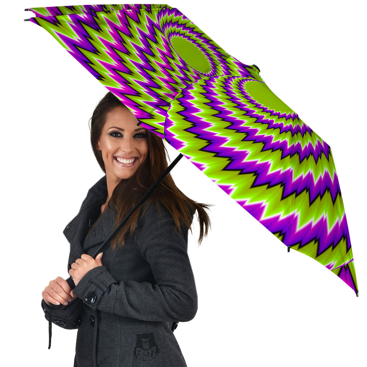 Moving Optical Illusion Green Vortex Umbrella-grizzshop