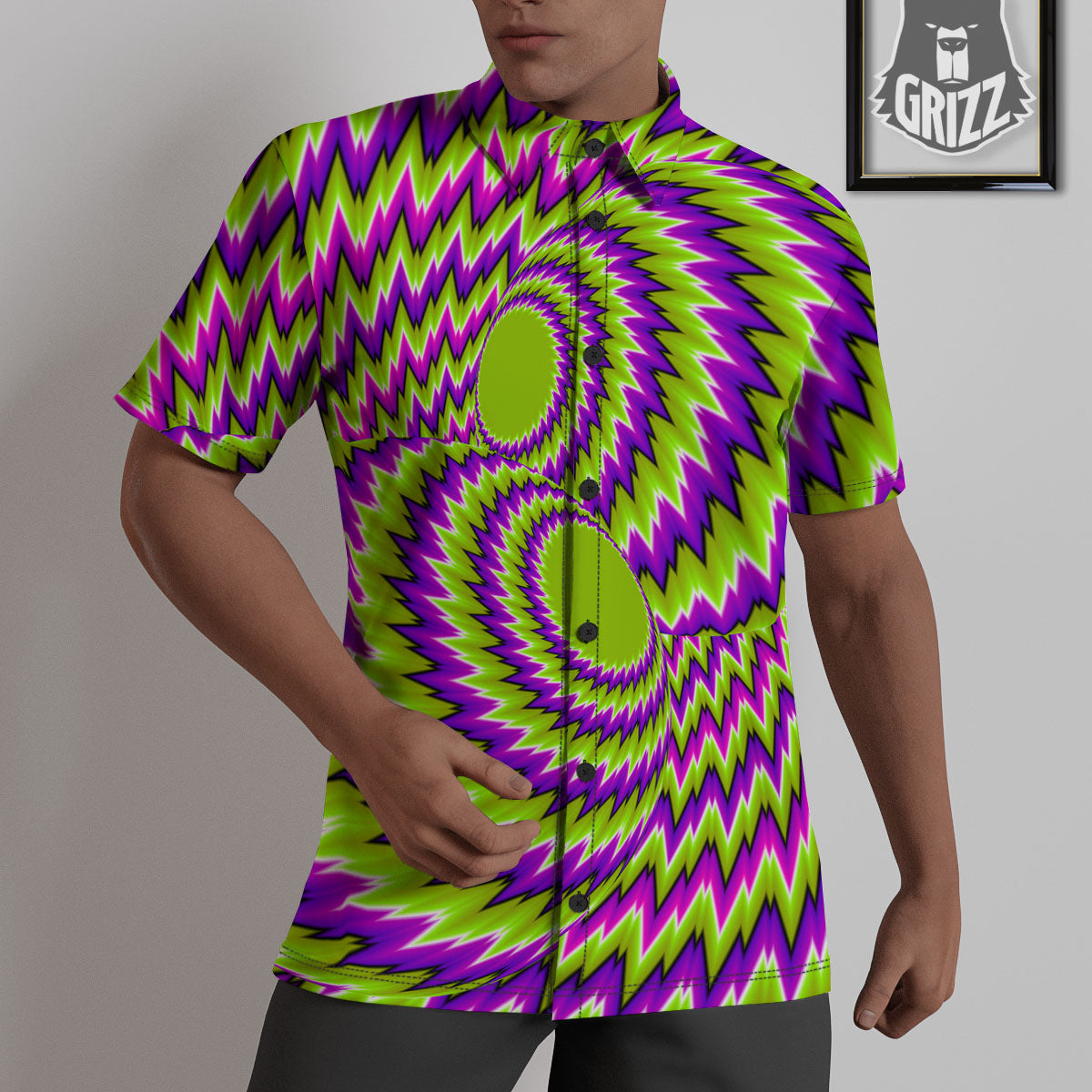 Moving Optical Illusion Green Vortex Untucked Shirts-grizzshop