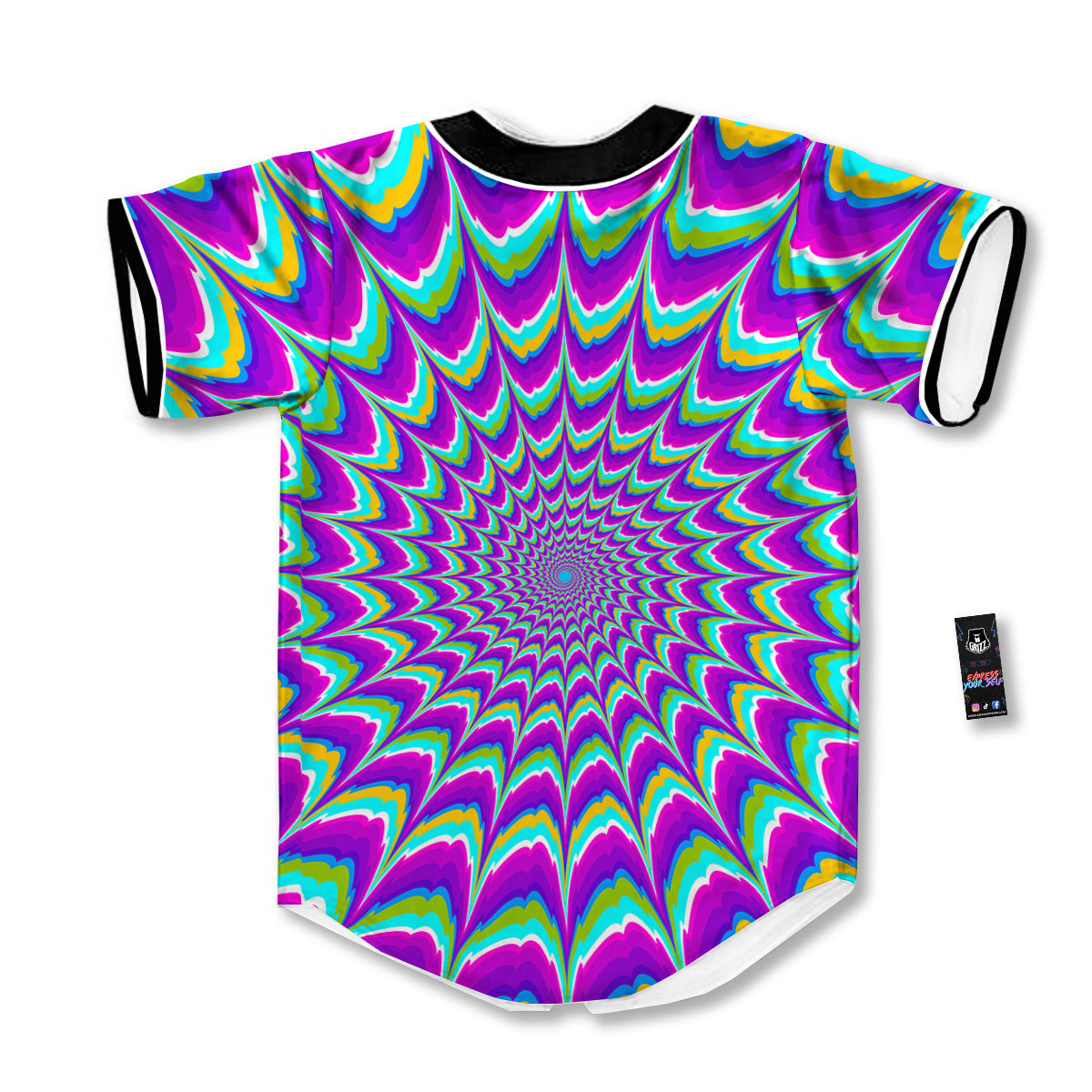 Moving Optical Illusion Purple Dizzy Baseball Jersey-grizzshop