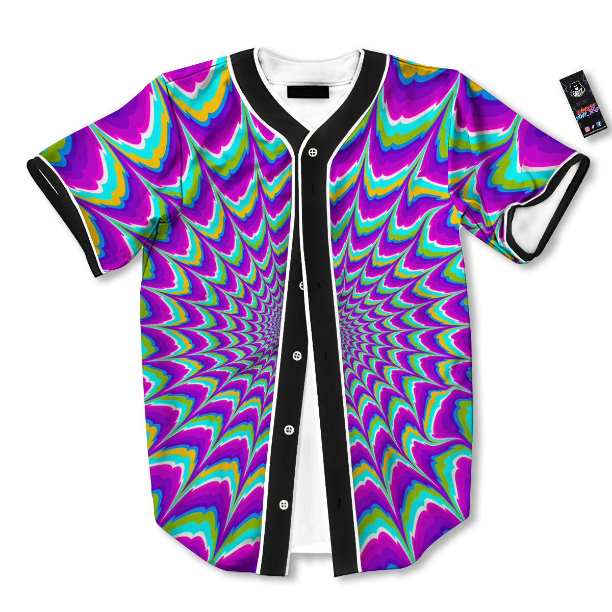 Moving Optical Illusion Purple Dizzy Baseball Jersey-grizzshop
