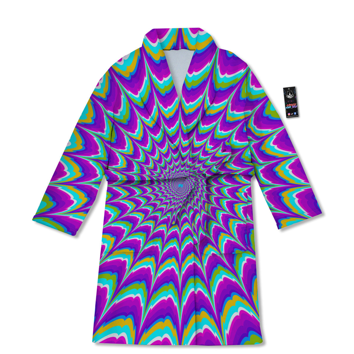 Moving Optical Illusion Purple Dizzy Bathrobe-grizzshop