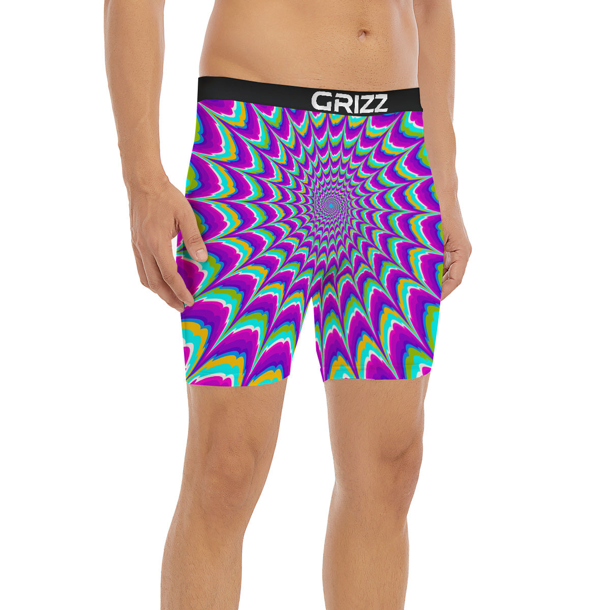 Moving Optical Illusion Purple Dizzy Boxer Briefs-grizzshop