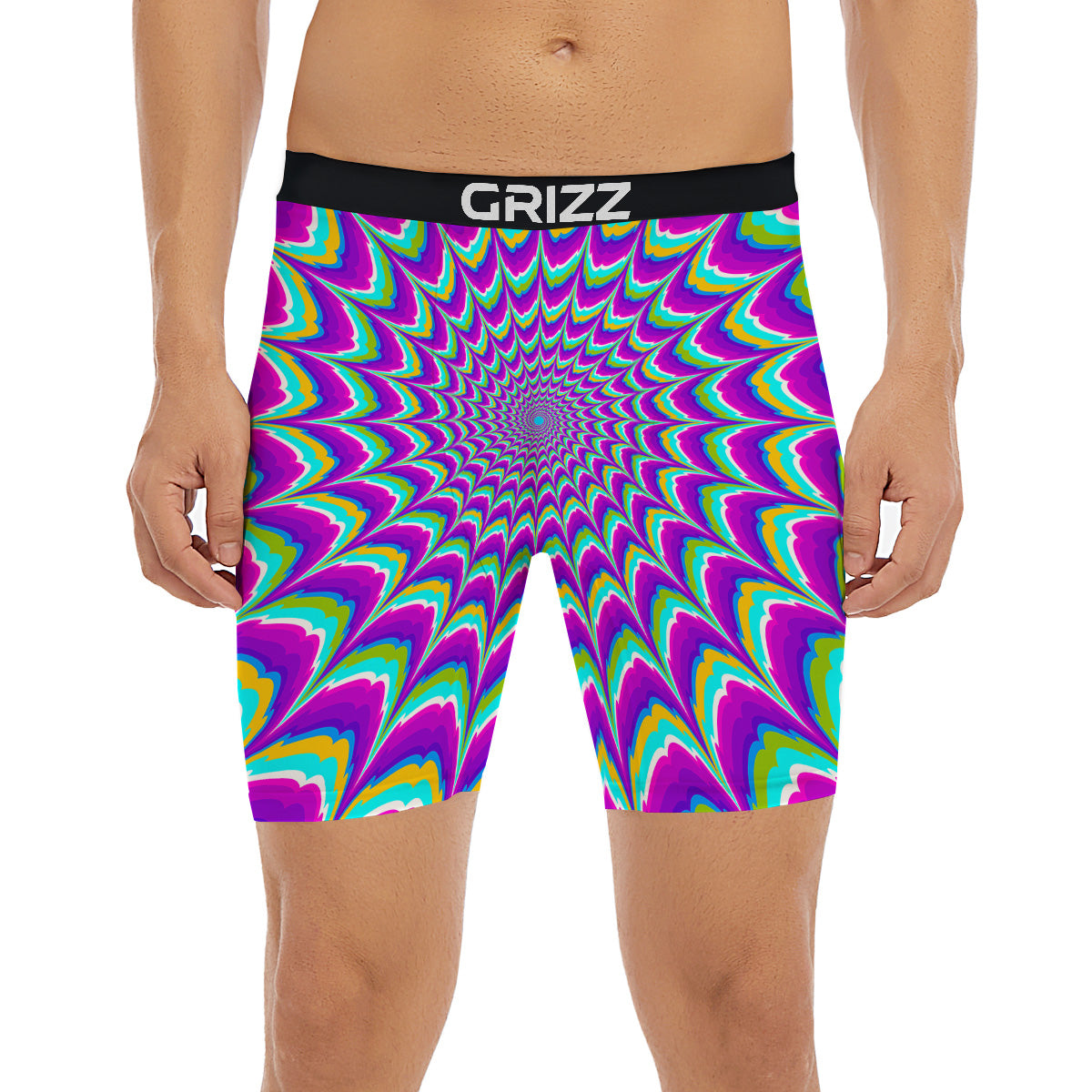 Moving Optical Illusion Purple Dizzy Boxer Briefs-grizzshop