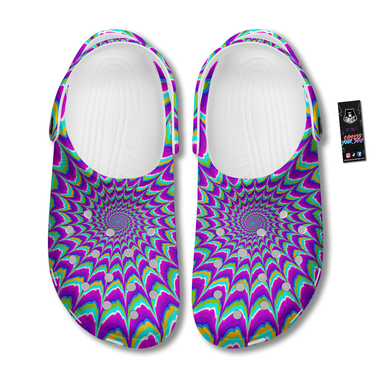 Moving Optical Illusion Purple Dizzy Clog-grizzshop