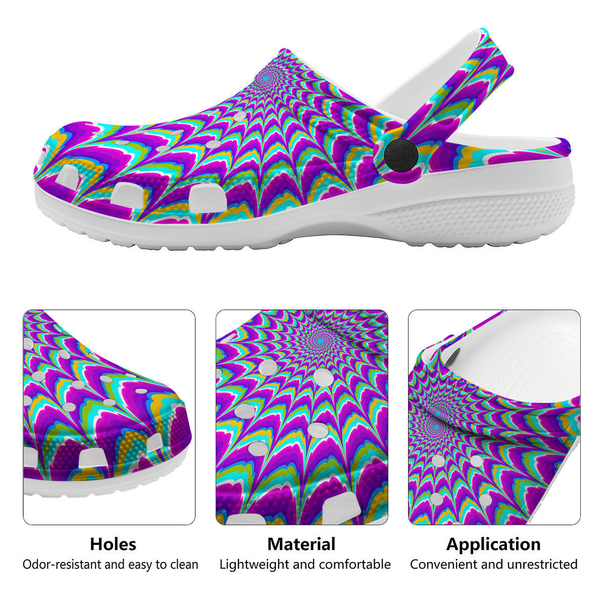 Moving Optical Illusion Purple Dizzy Clog-grizzshop