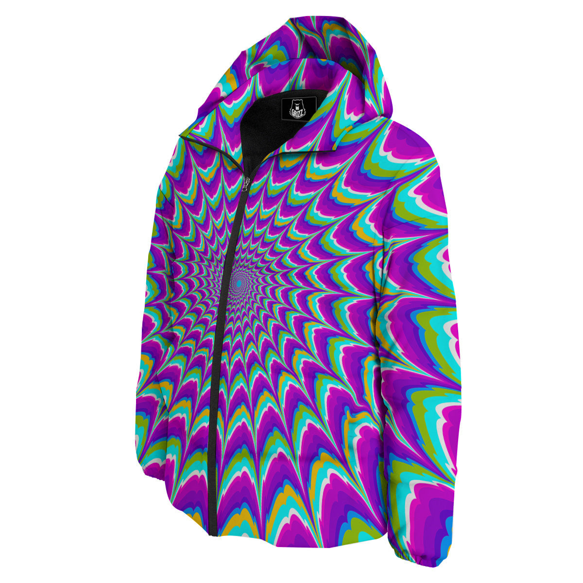 Moving Optical Illusion Purple Dizzy Down Jacket-grizzshop