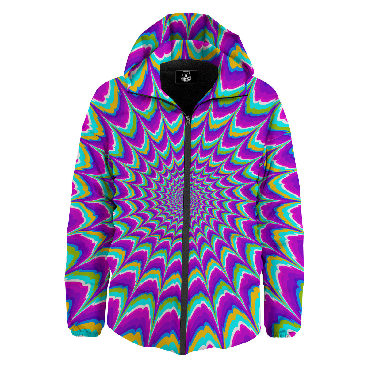 Moving Optical Illusion Purple Dizzy Down Jacket-grizzshop