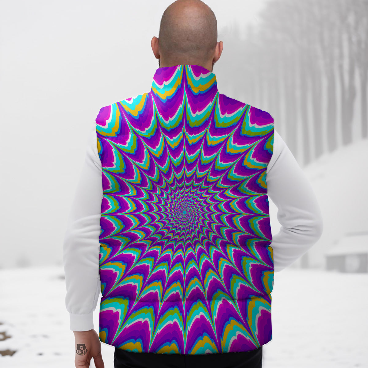 Moving Optical Illusion Purple Dizzy Down Vest