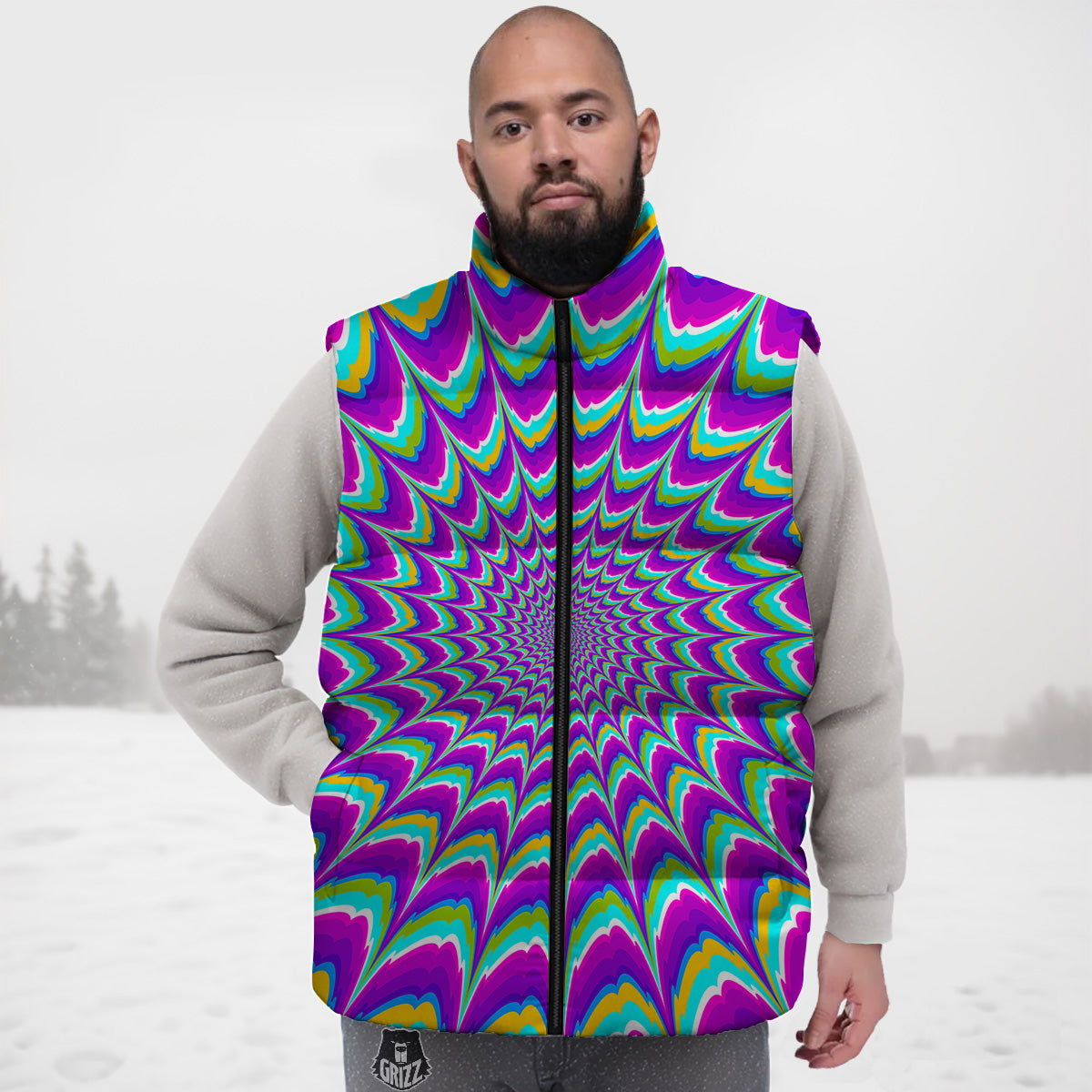 Moving Optical Illusion Purple Dizzy Down Vest