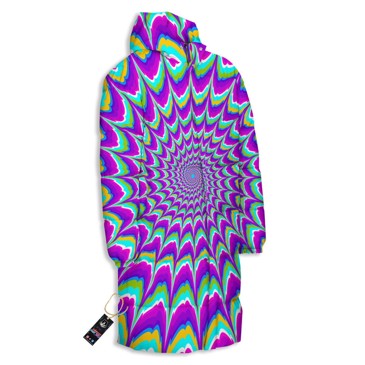 Moving Optical Illusion Purple Dizzy Long Down Jacket-grizzshop