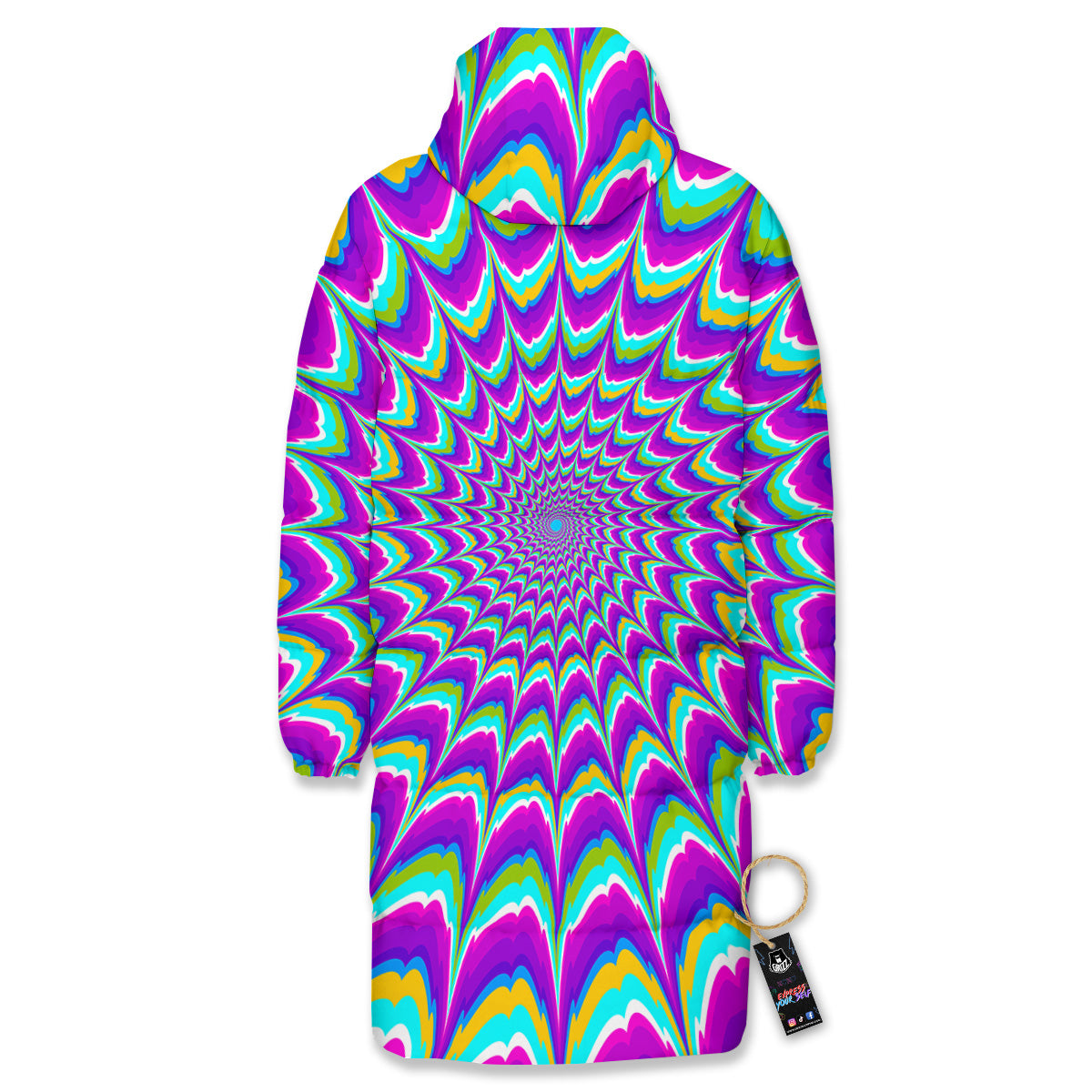 Moving Optical Illusion Purple Dizzy Long Down Jacket-grizzshop