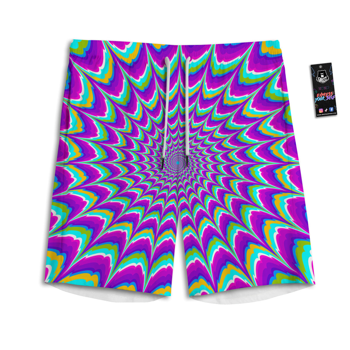 Moving Optical Illusion Purple Dizzy Men's Athletic Shorts