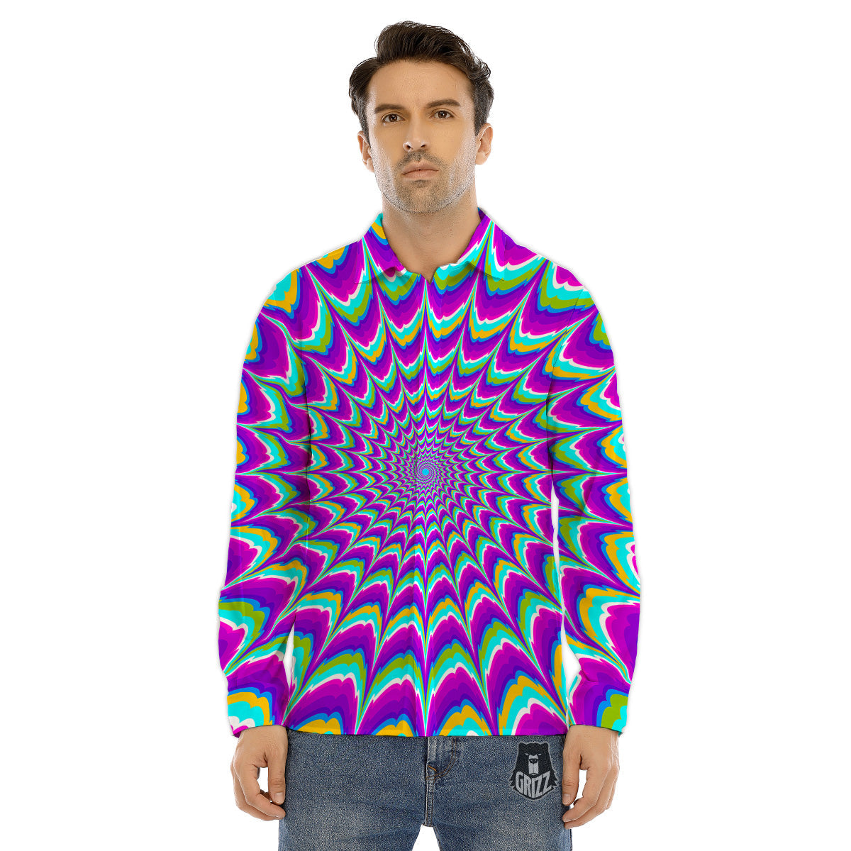 Moving Optical Illusion Purple Dizzy Men's Dress Shirts-grizzshop