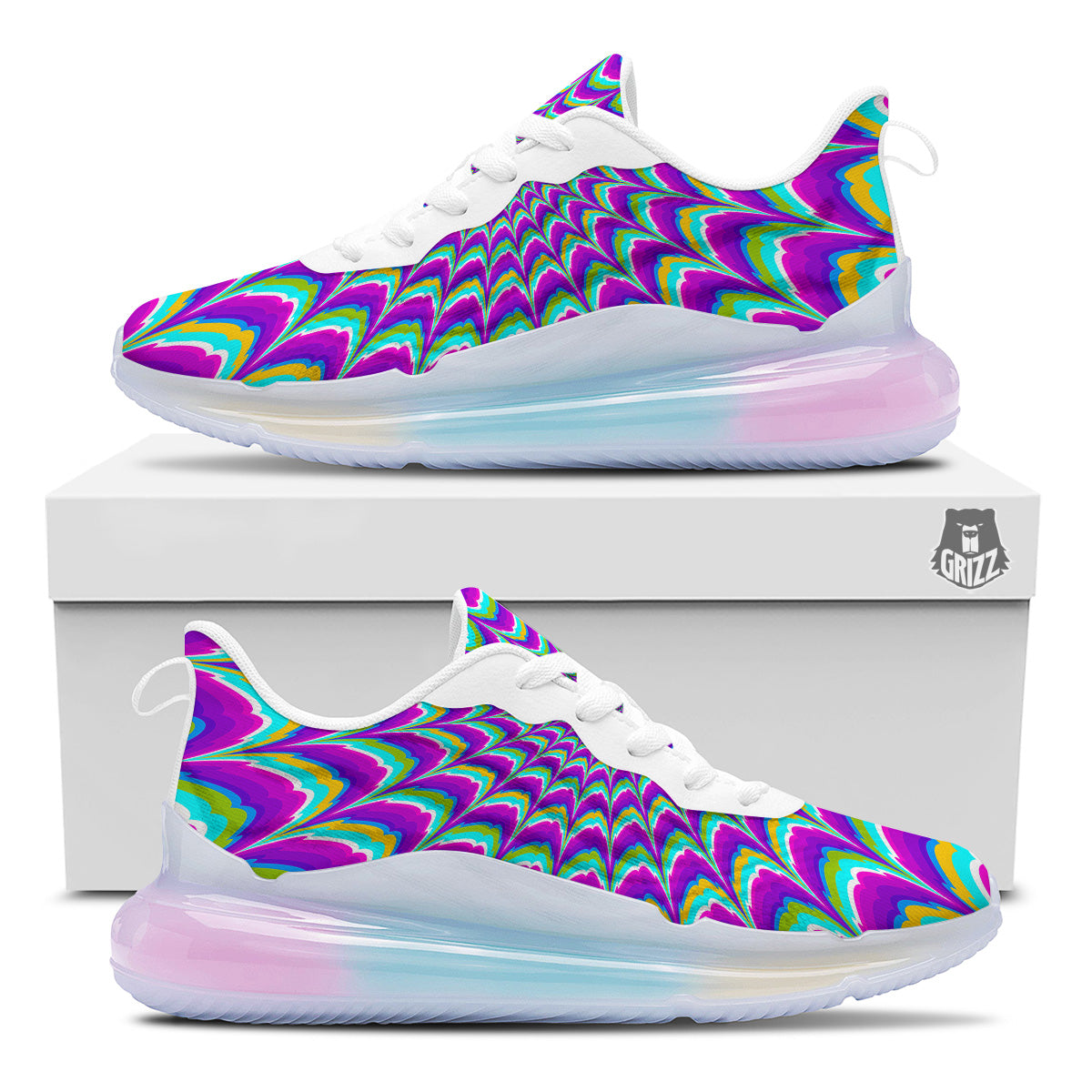 Moving Optical Illusion Purple Dizzy Running Sneakers-grizzshop
