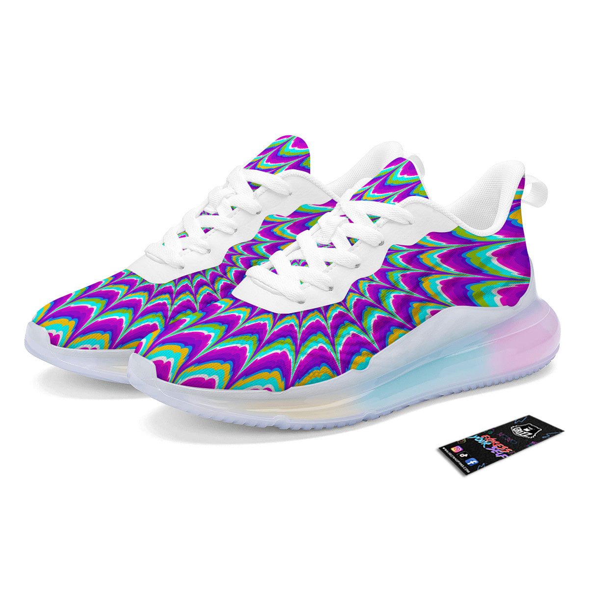 Moving Optical Illusion Purple Dizzy Running Sneakers-grizzshop