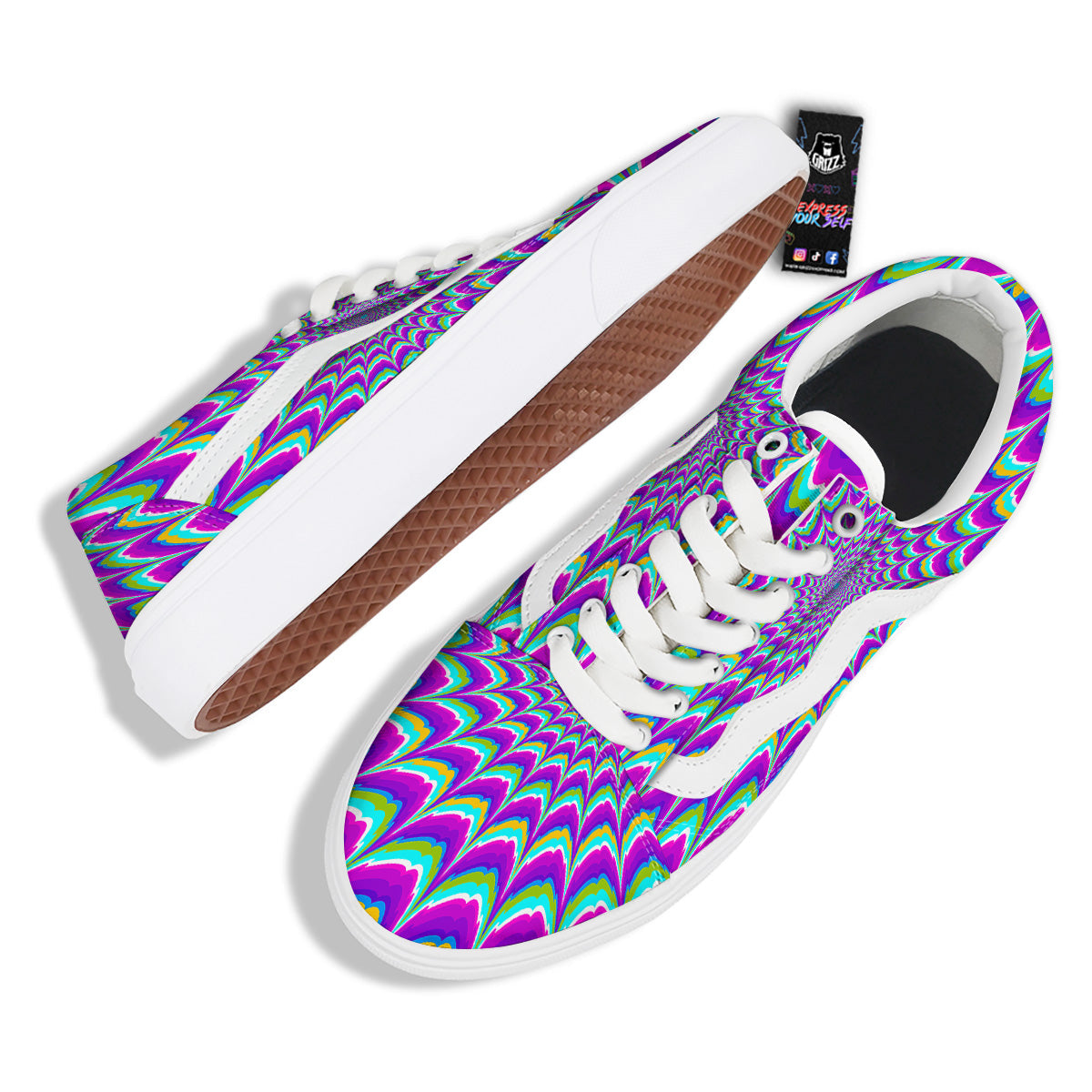 Moving Optical Illusion Purple Dizzy Skate Shoes-grizzshop