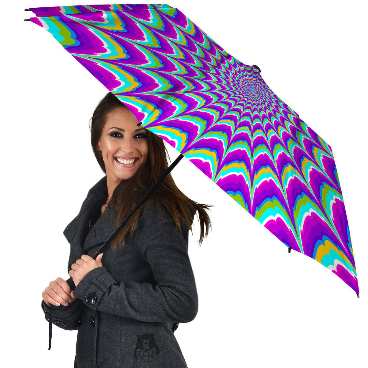 Moving Optical Illusion Purple Dizzy Umbrella-grizzshop