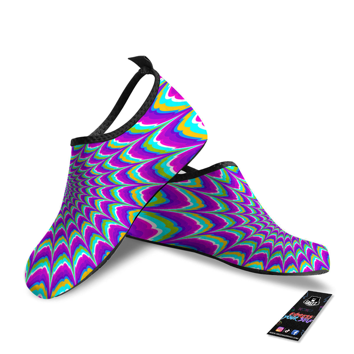 Moving Optical Illusion Purple Dizzy Water Shoes-grizzshop