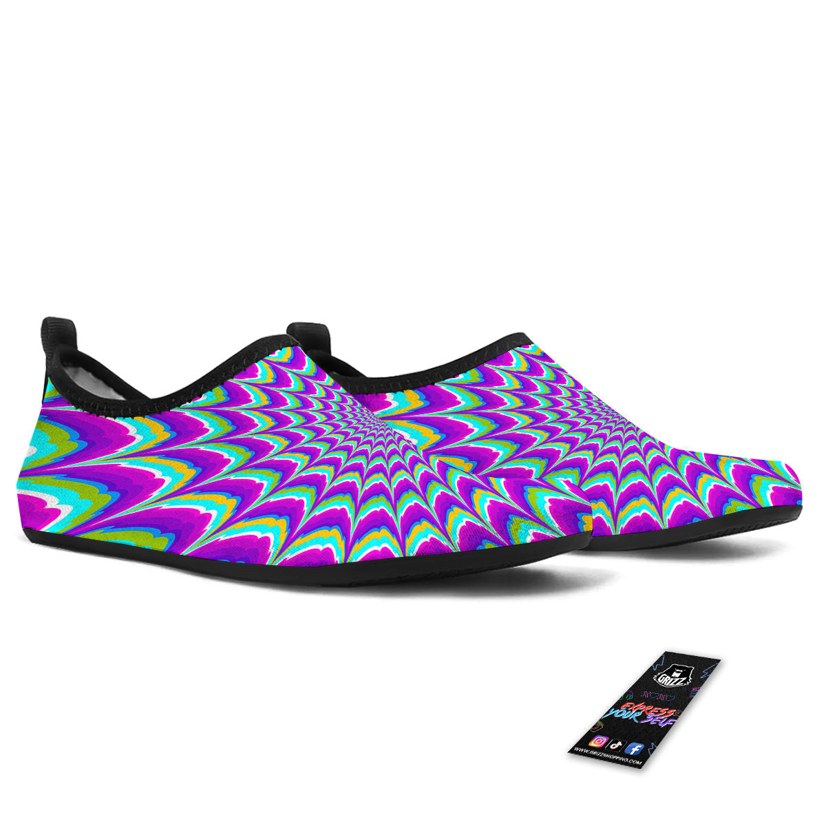 Moving Optical Illusion Purple Dizzy Water Shoes-grizzshop