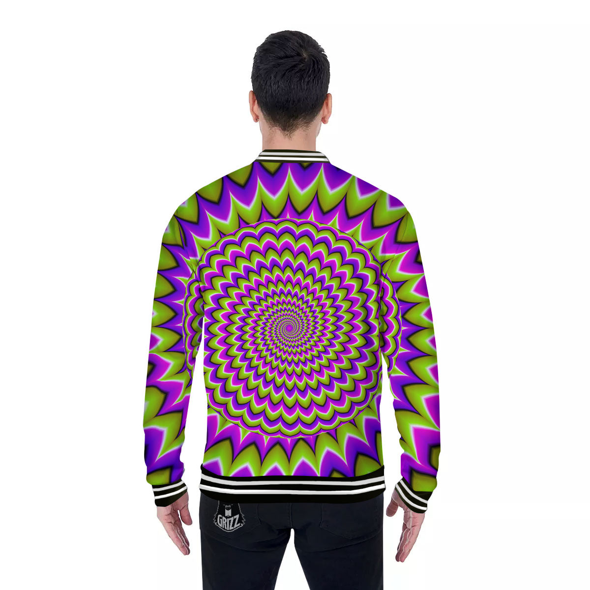 Moving Optical Illusion Spiky Spiral Baseball Jacket-grizzshop