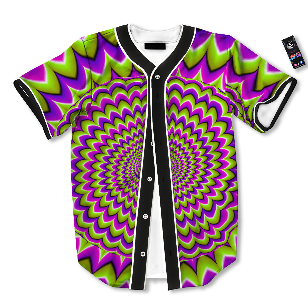 Moving Optical Illusion Spiky Spiral Baseball Jersey-grizzshop