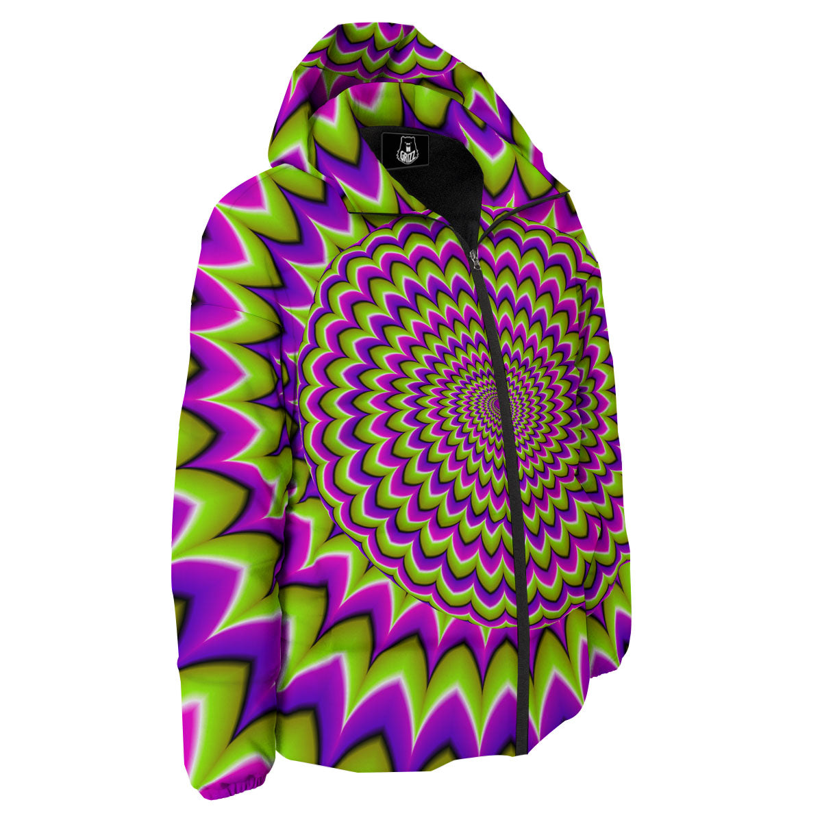 Moving Optical Illusion Spiky Spiral Down Jacket-grizzshop