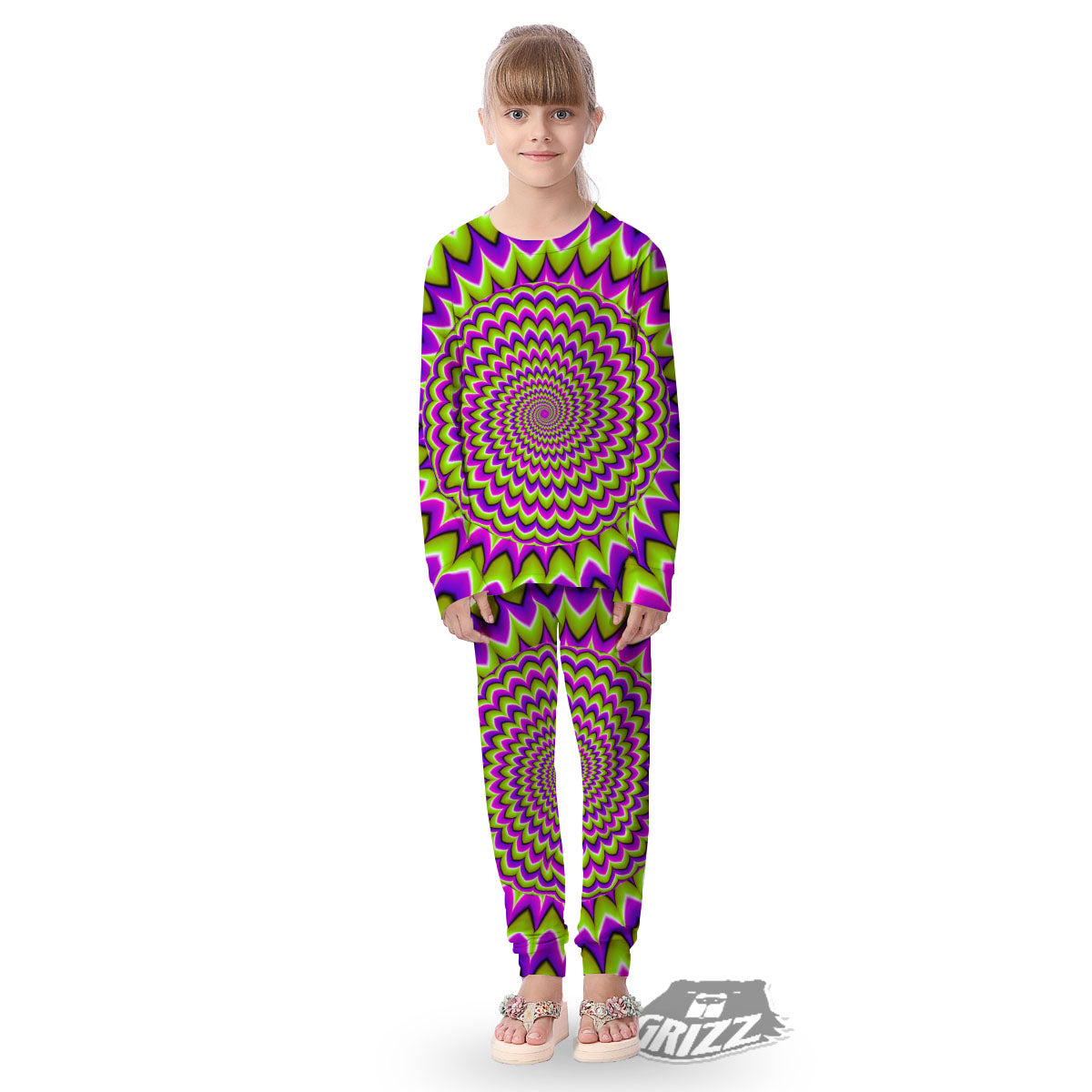 Moving Optical Illusion Spiky Spiral Kid's Pajamas-grizzshop