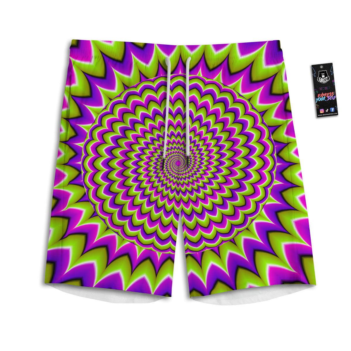 Moving Optical Illusion Spiky Spiral Men's Athletic Shorts