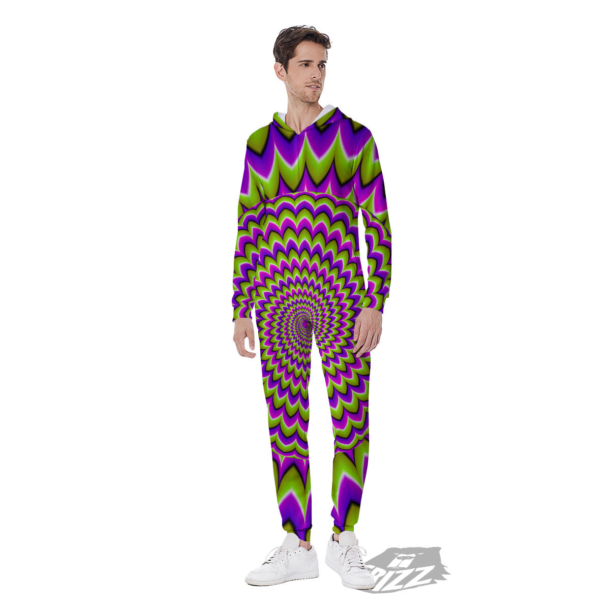 Moving Optical Illusion Spiky Spiral Men's Jumpsuit-grizzshop