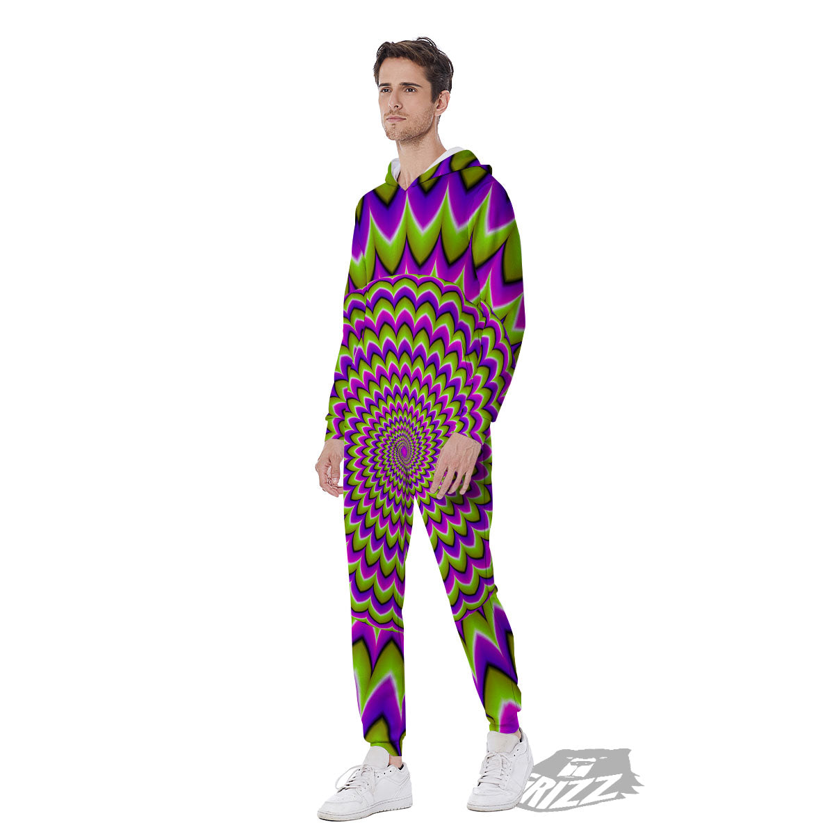 Moving Optical Illusion Spiky Spiral Men's Jumpsuit-grizzshop