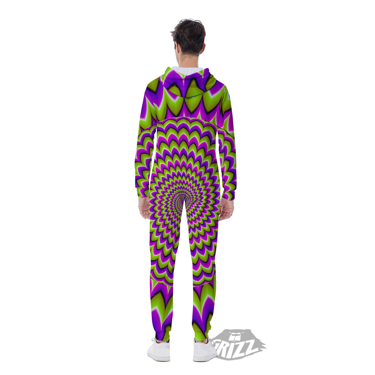 Moving Optical Illusion Spiky Spiral Men's Jumpsuit-grizzshop