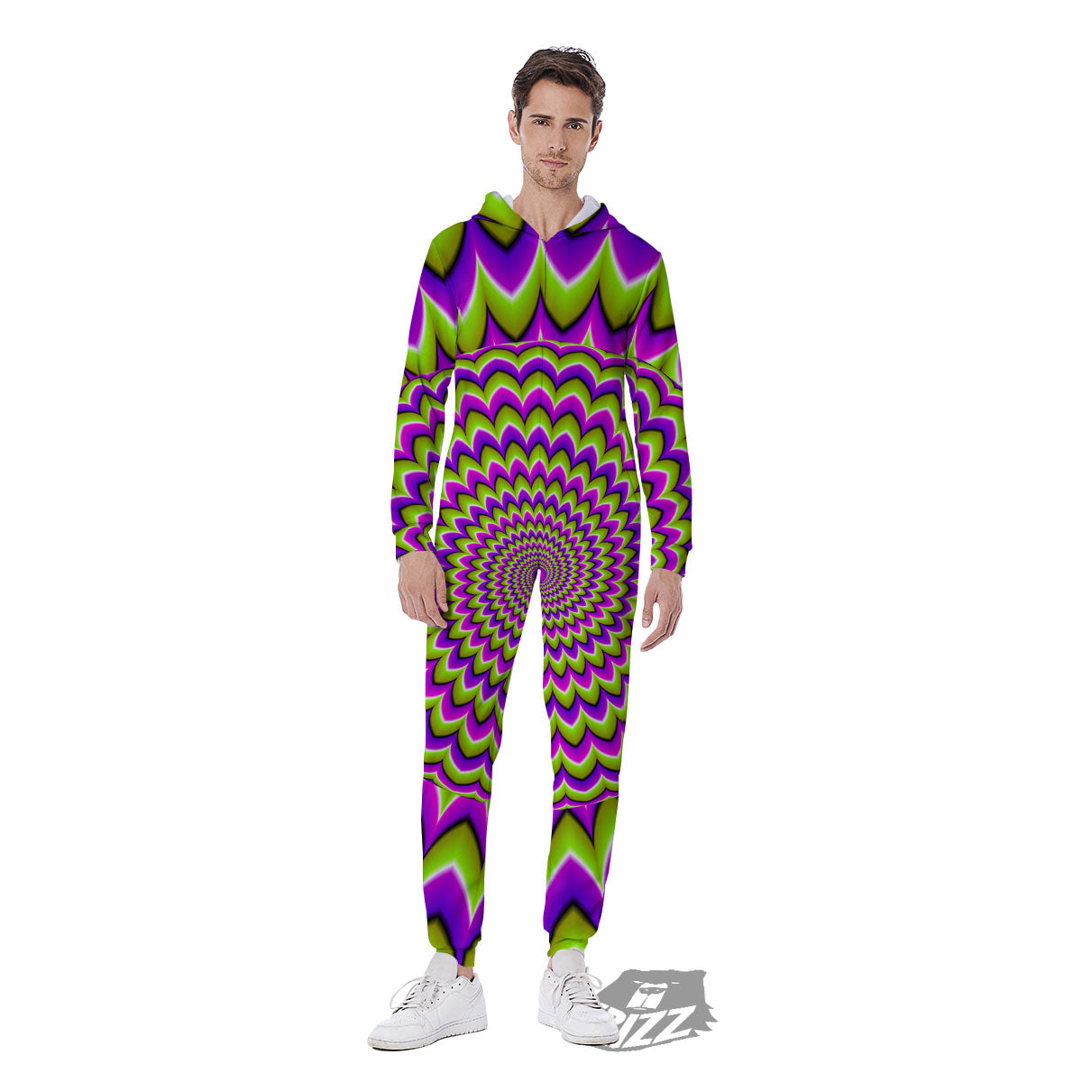 Moving Optical Illusion Spiky Spiral Men's Jumpsuit-grizzshop