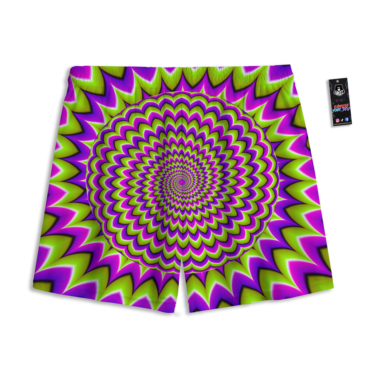 Moving Optical Illusion Spiky Spiral Mesh Shorts