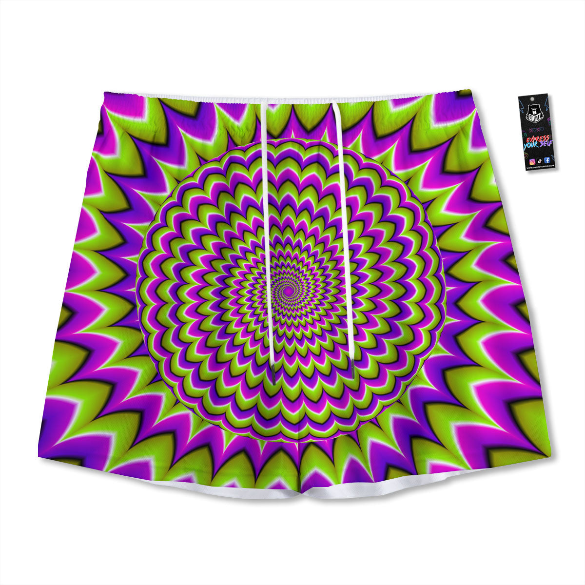Moving Optical Illusion Spiky Spiral Mesh Shorts