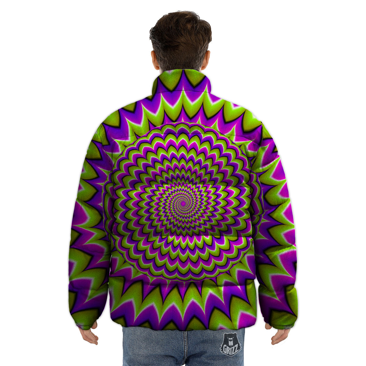 Moving Optical Illusion Spiky Spiral Puffer Jacket-grizzshop