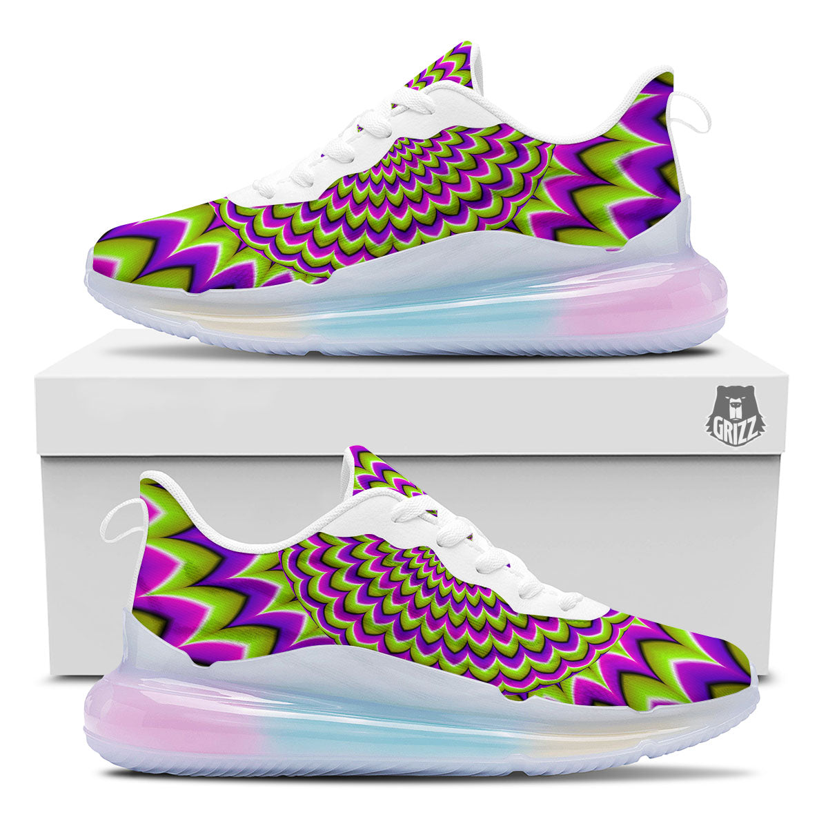 Moving Optical Illusion Spiky Spiral Running Sneakers-grizzshop