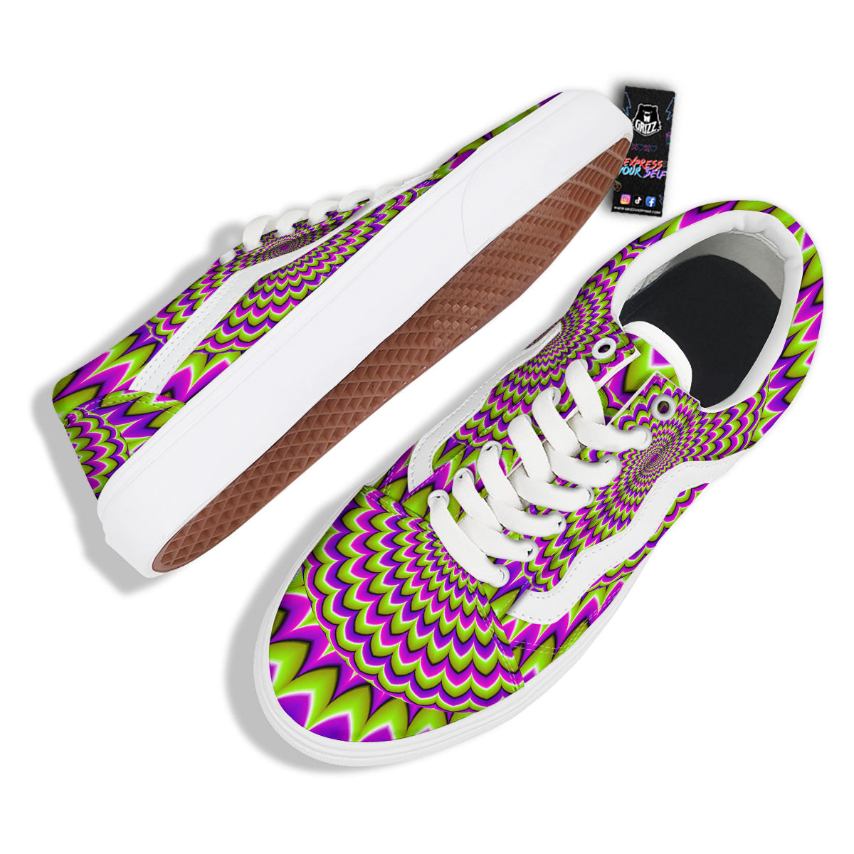 Moving Optical Illusion Spiky Spiral Skate Shoes-grizzshop