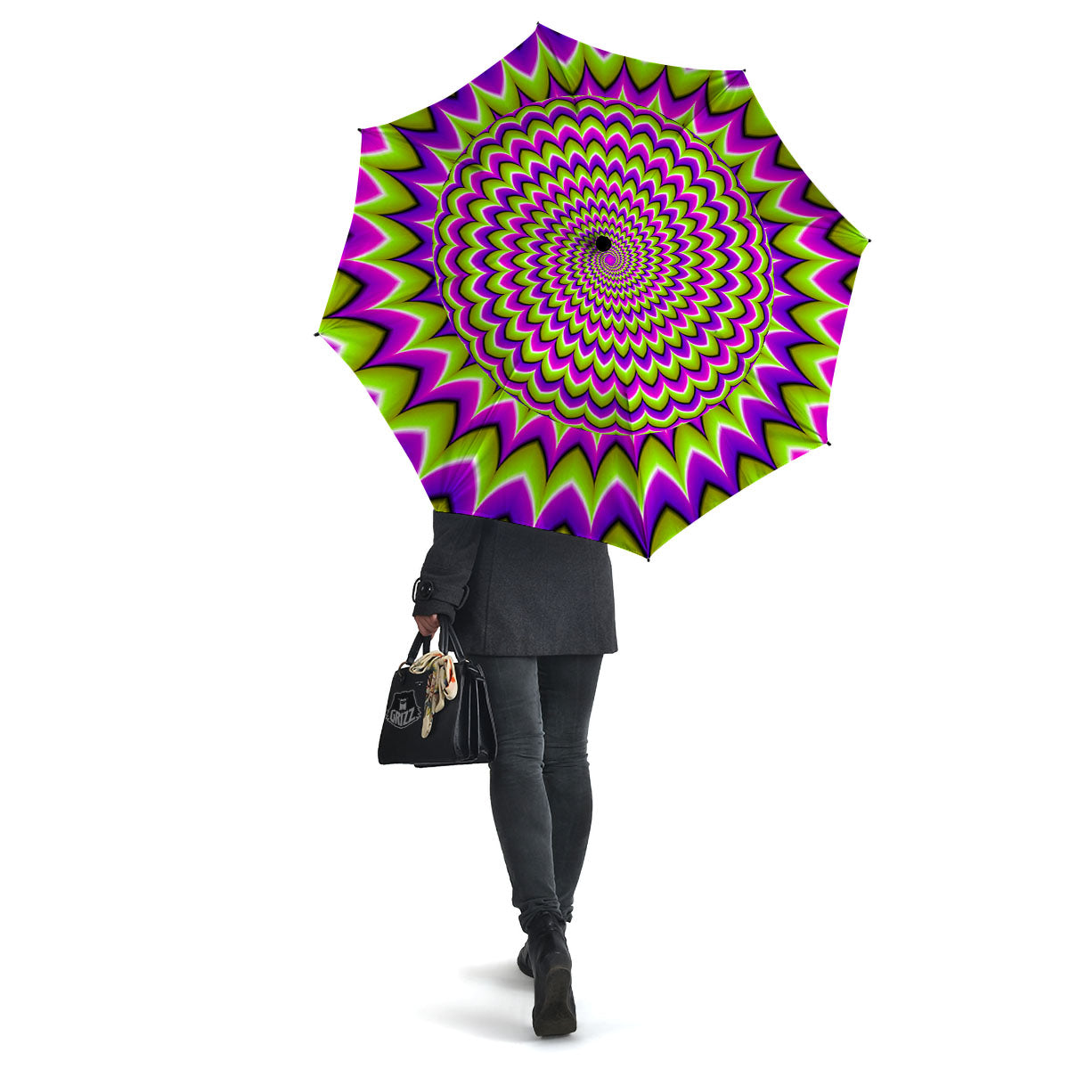 Moving Optical Illusion Spiky Spiral Umbrella-grizzshop