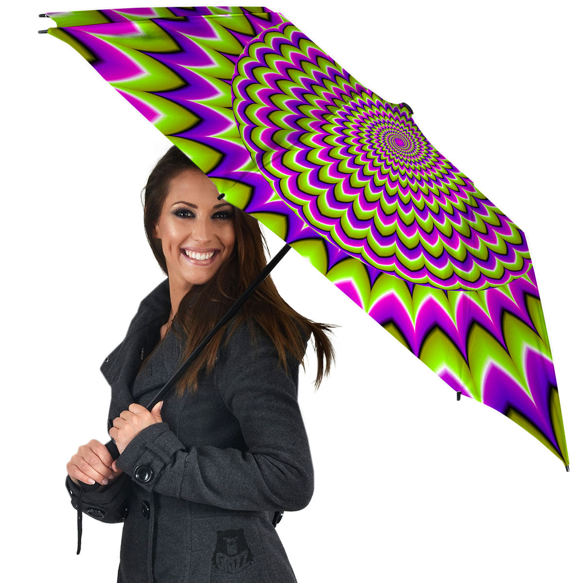 Moving Optical Illusion Spiky Spiral Umbrella-grizzshop