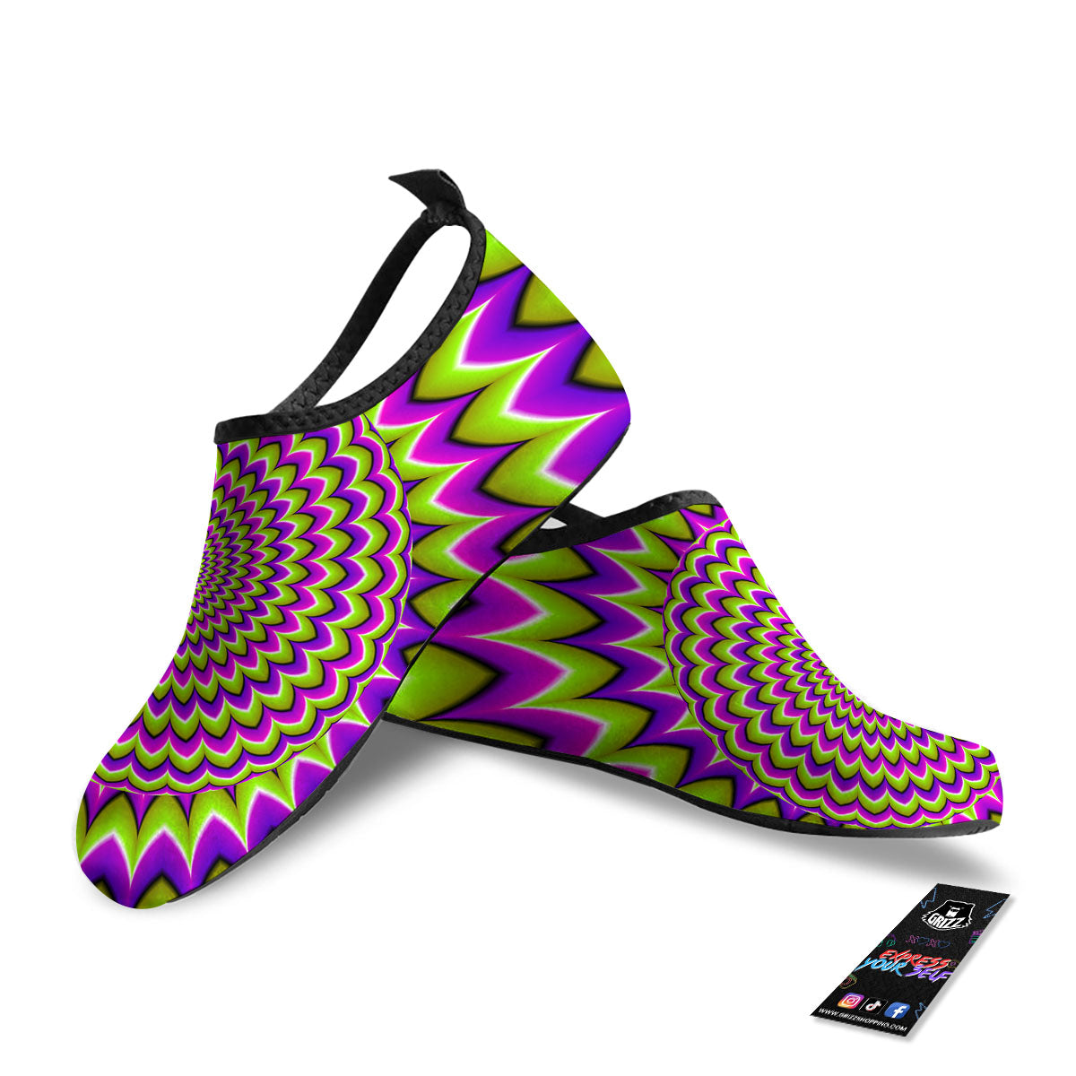 Moving Optical Illusion Spiky Spiral Water Shoes-grizzshop